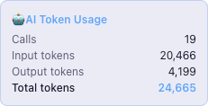 AI token usage banner in the editor