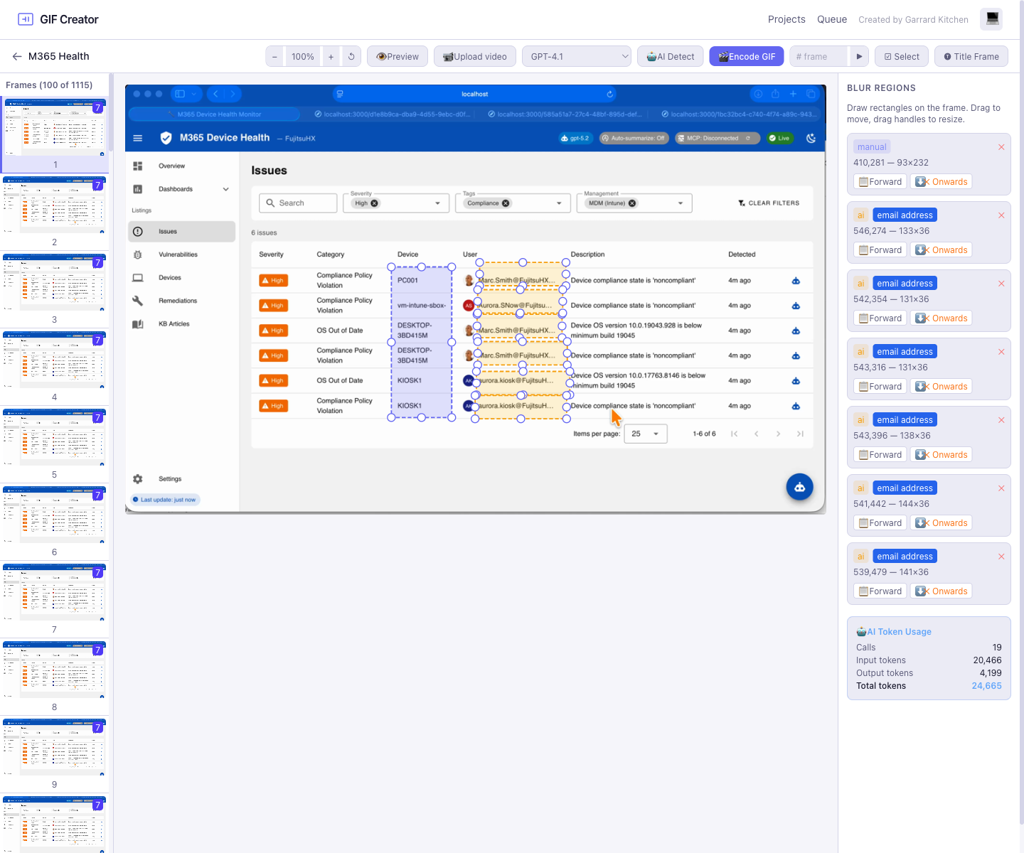 Main editor view showing the full frame editor layout
