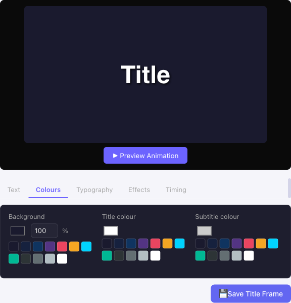 Title frame Colours tab
