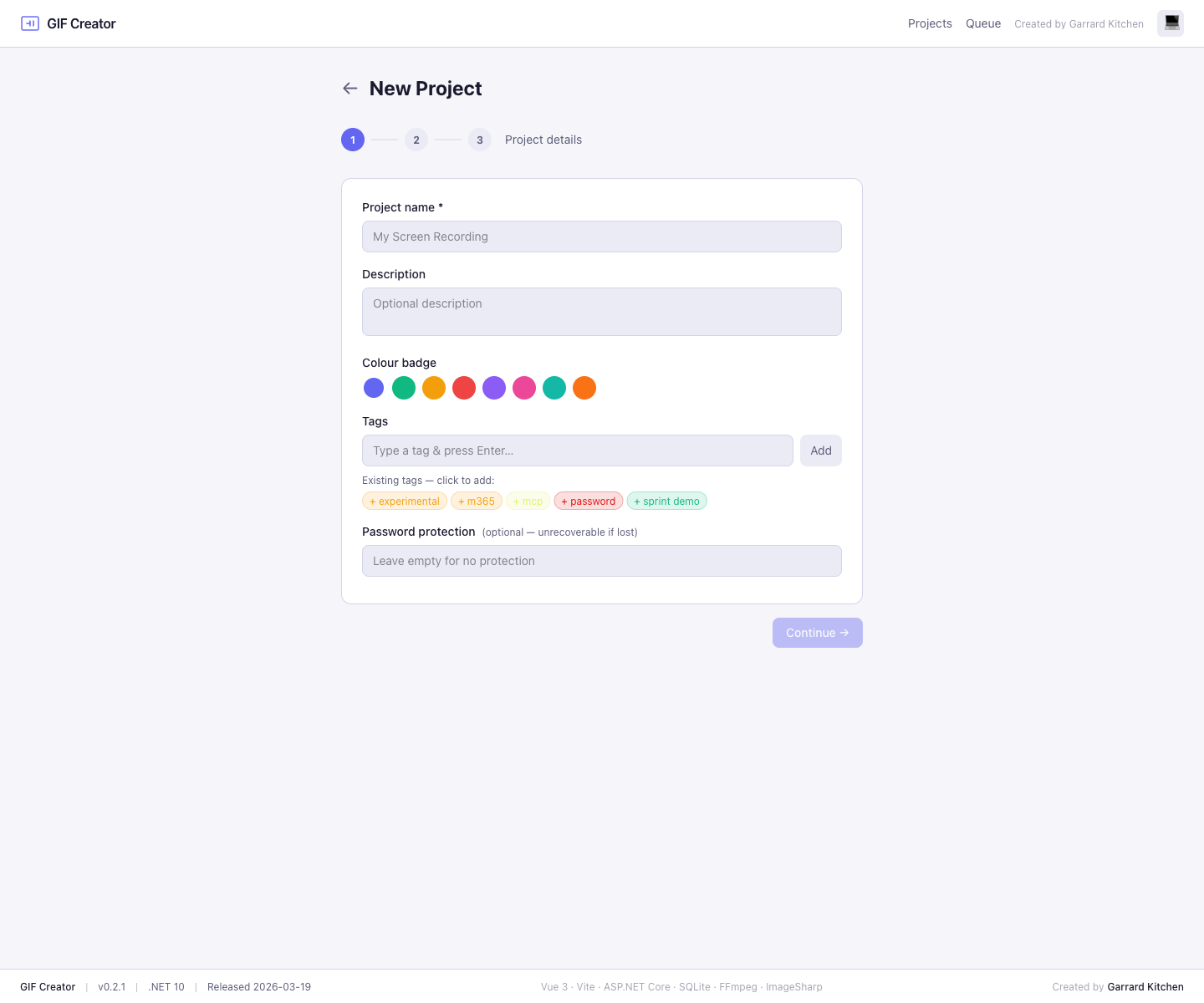 New project step one