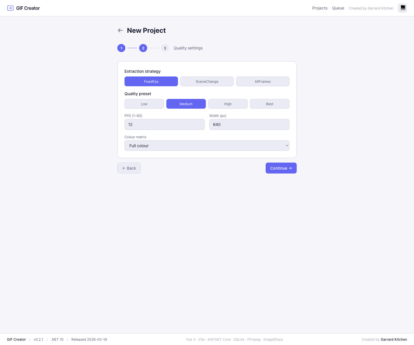 New project step two